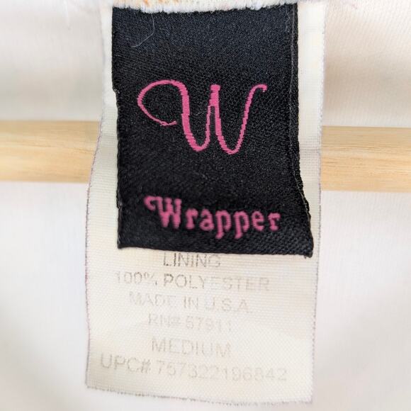 Wrapper Y2K Sheer Mesh Layered V Neck Bell Sleeve White Cream Floral Dragon Top - Picture 10 of 11